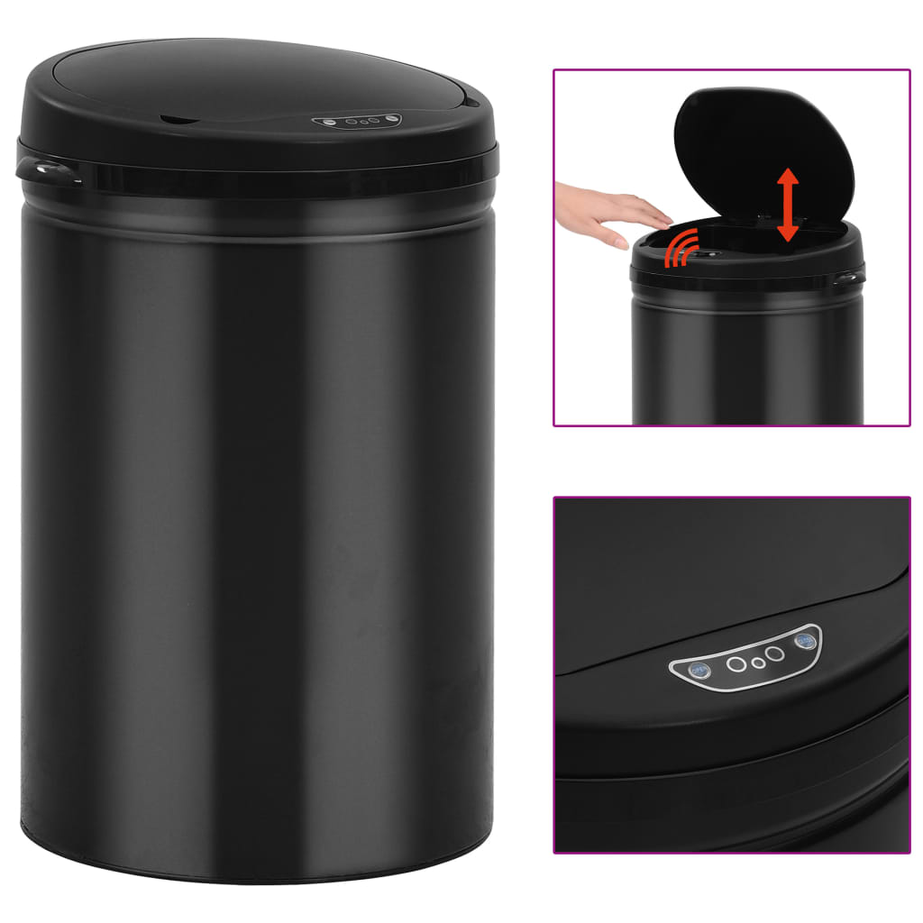 Affaldsspand Med Sensor Rustfrit Stål - Sort / 30 l