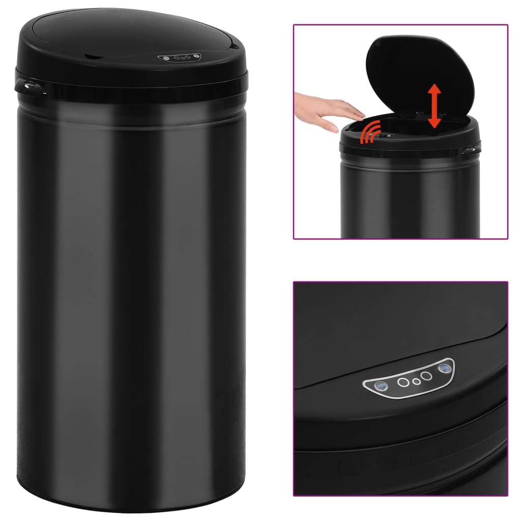 Affaldsspand med sensor 50 l - kulstofstål, sort