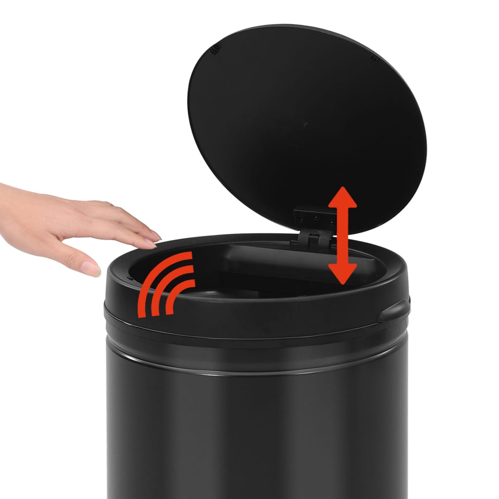 affaldsspand med sensor 60 l kulstofstål sort