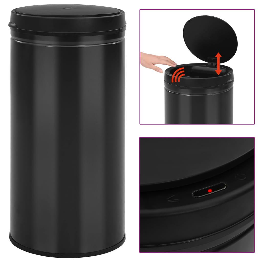 Affaldsspand med sensor 70 l - kulstofstål, sort