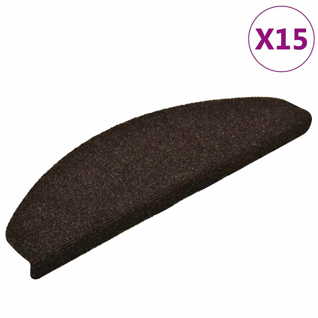trappemåtter selvklæbende 15 stk. 65x21x4 cm mørkebrune halvrunde store