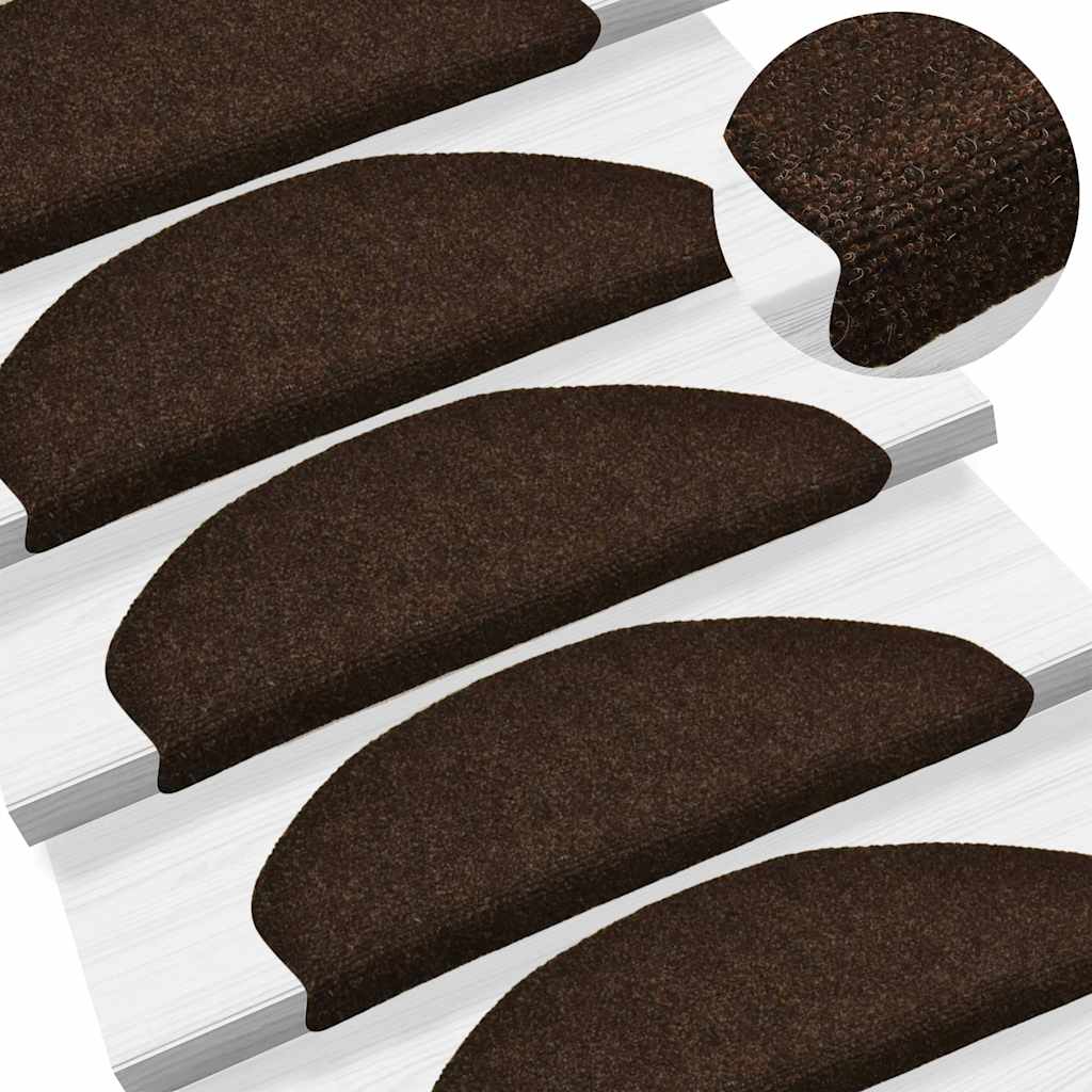 trappemåtter selvklæbende 15 stk. 65x21x4 cm brune halvrund store