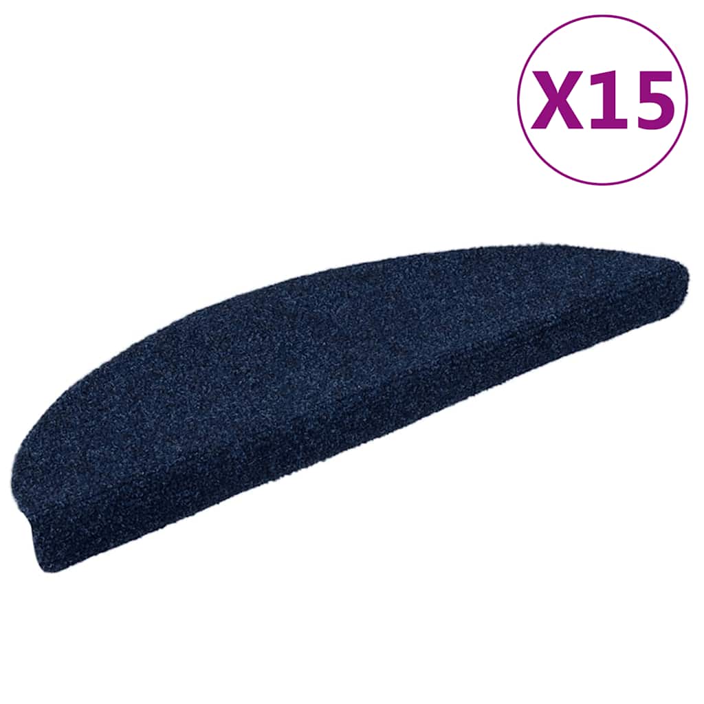 trappemåtter selvklæbende 15 stk. 56x17x3 cm marineblå halvrund