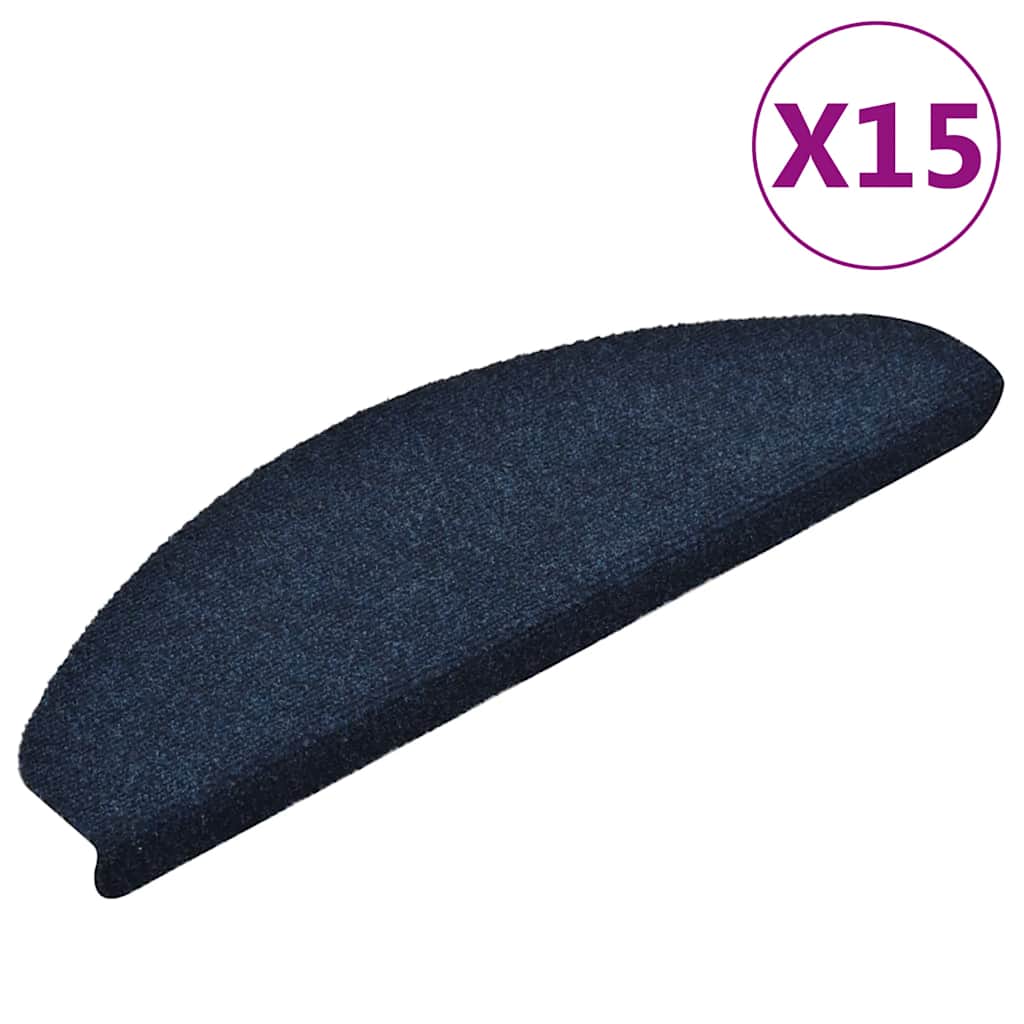 trappemåtter selvklæbende 15 stk. 65x21x4 cm marineblå halvrund store