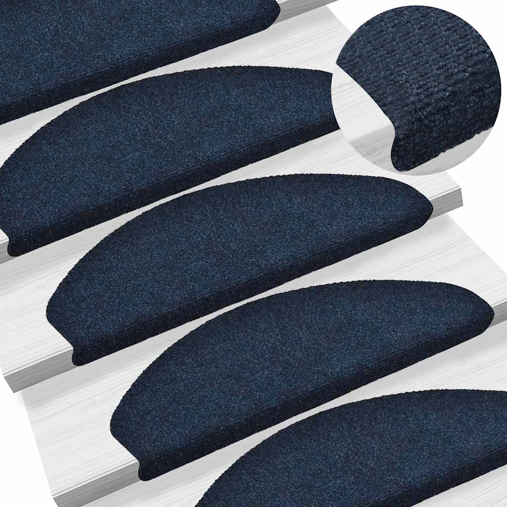 trappemåtter selvklæbende 15 stk. 65x21x4 cm marineblå halvrund store