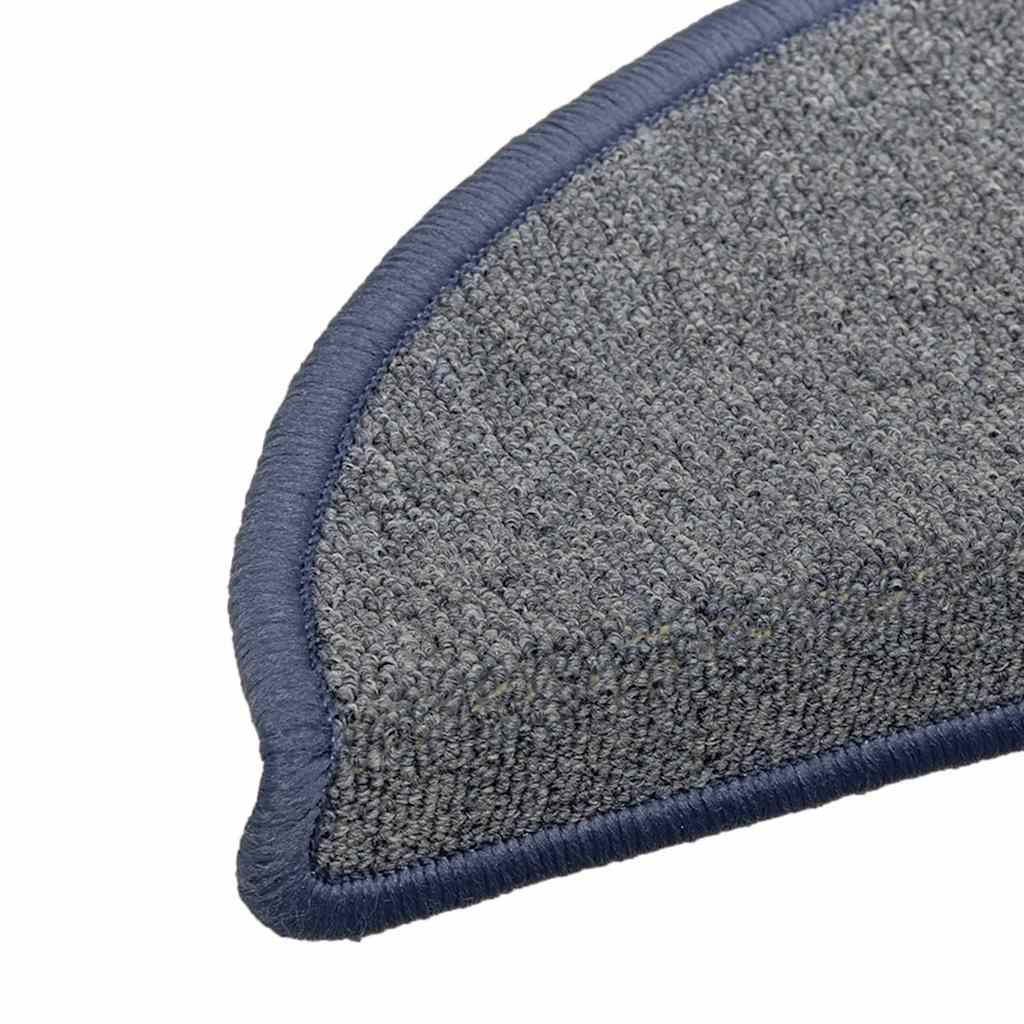 trappemåtter 15 stk. 56x17x3 cm lysegrå og blå halvrunde