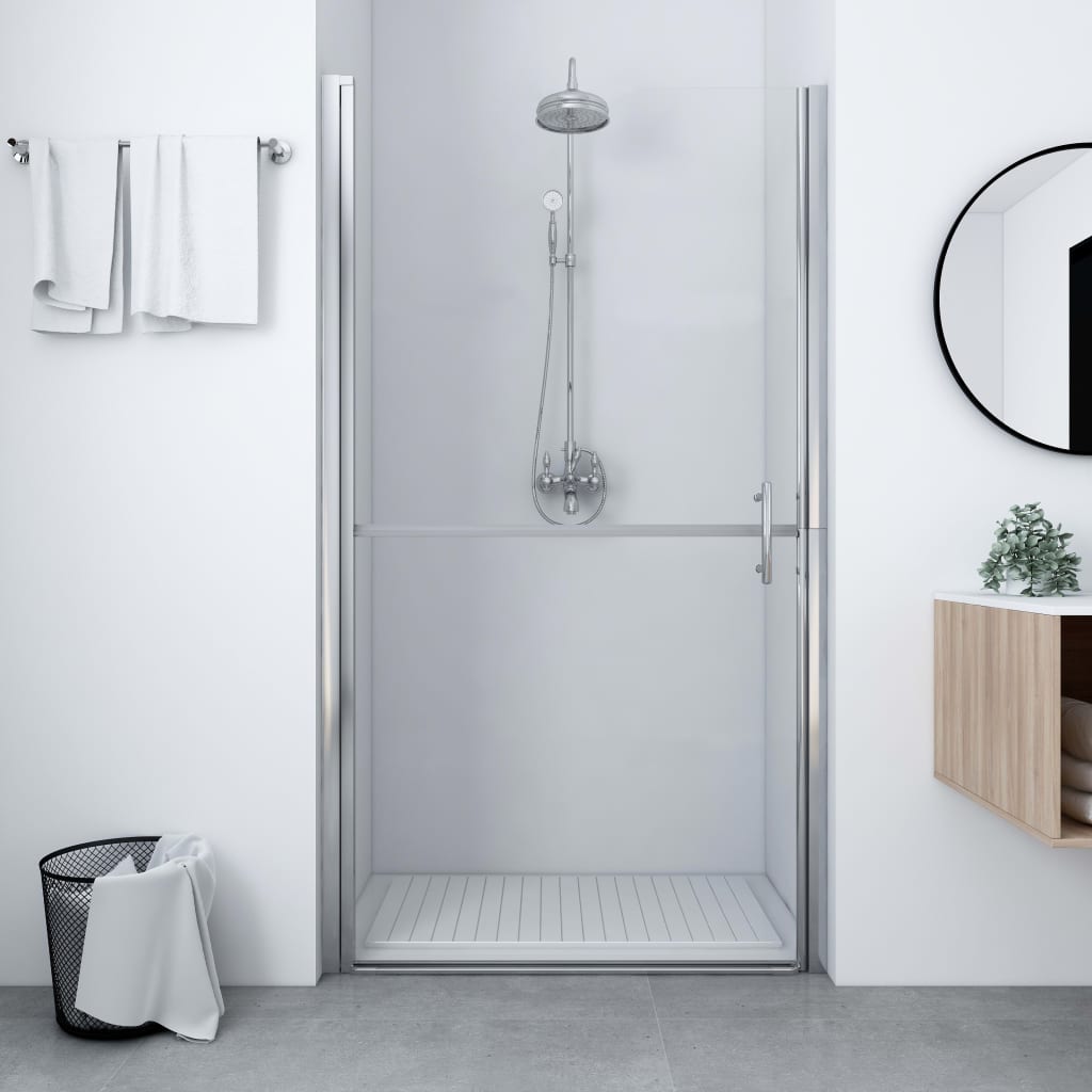 Brusedør 100×178 cm i hærdet glas - justerbar aluminiumsramme