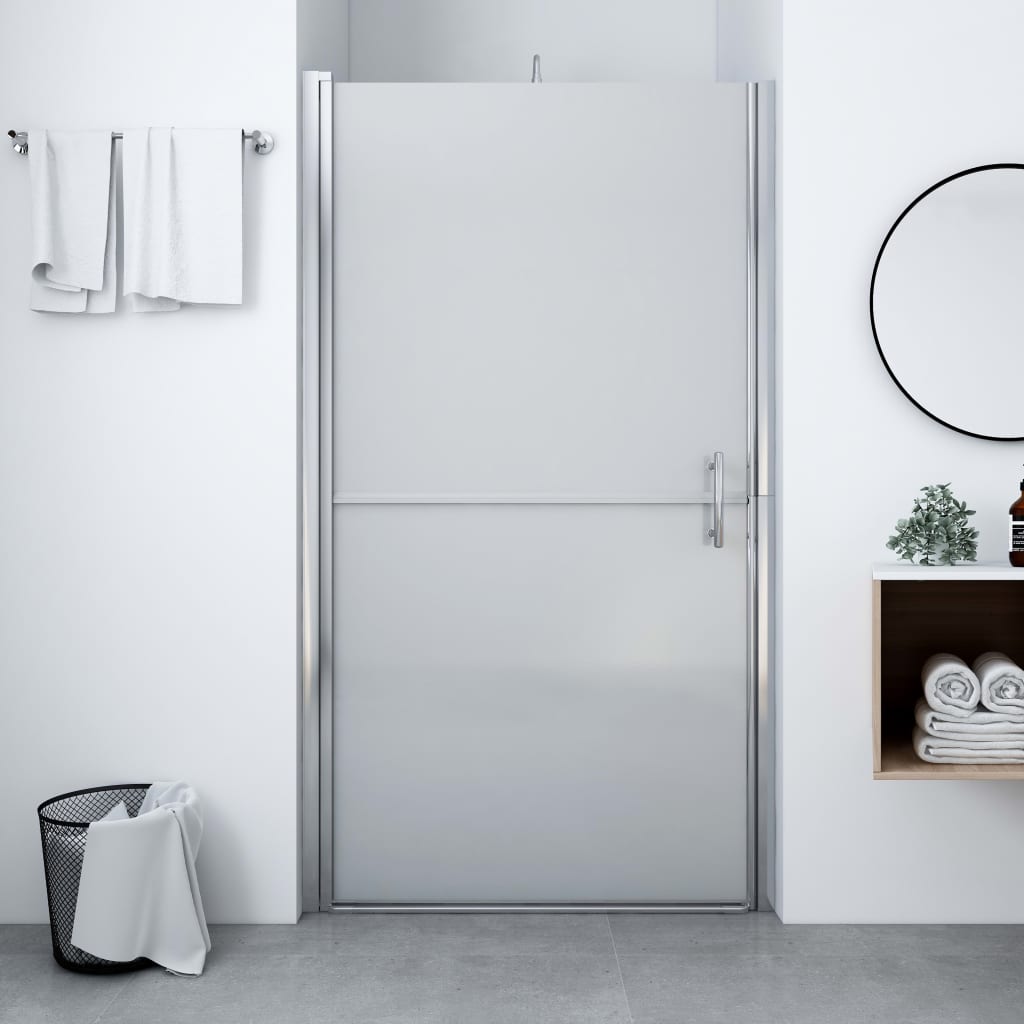 Brusedør 81×195 cm - matteret hærdet glas, justerbar ramme