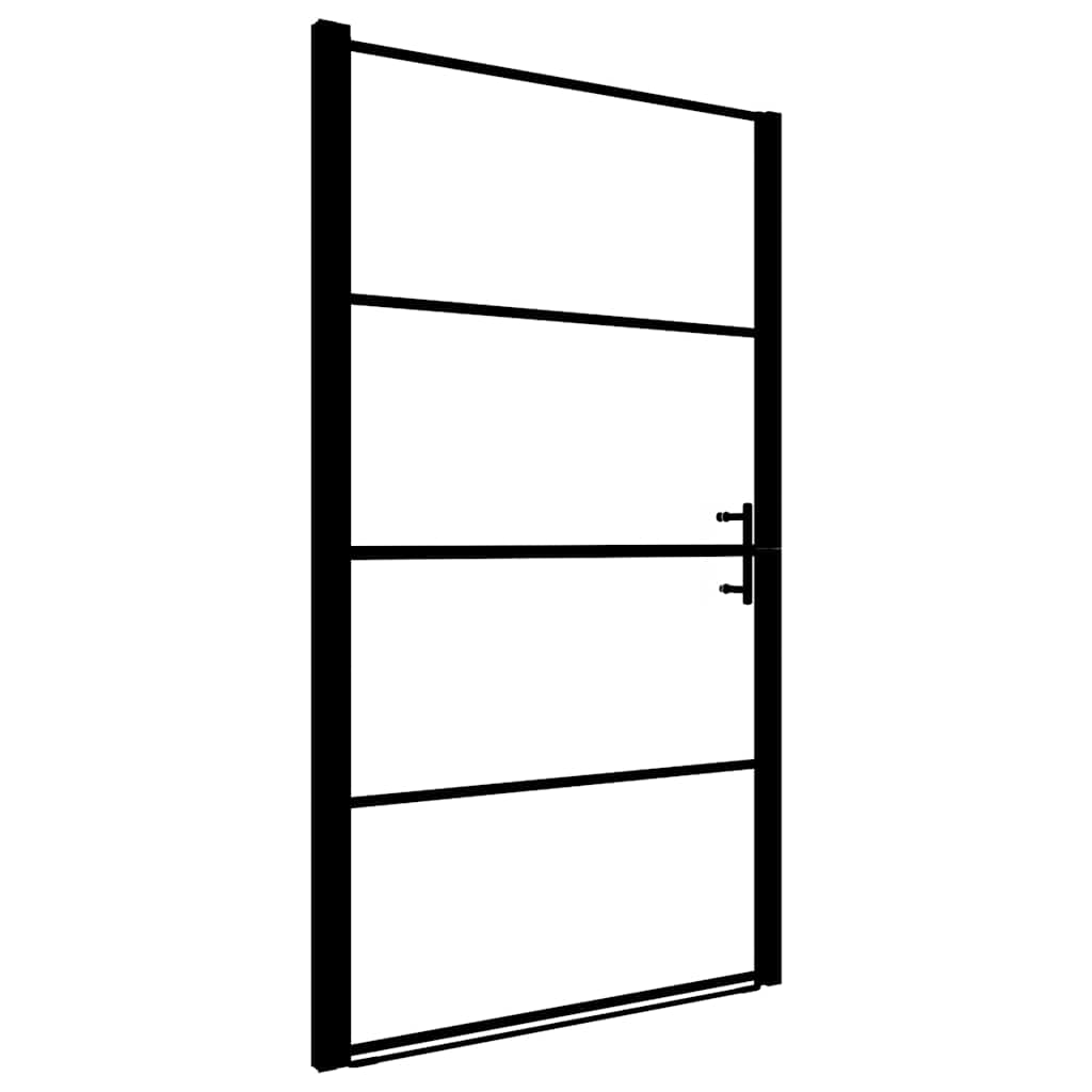 brusedør 81x195 cm matteret hærdet glas sort