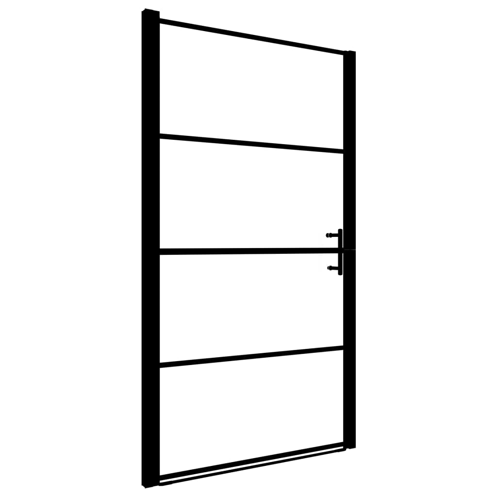 brusedør 100x178 cm matteret hærdet glas sort