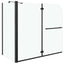 foldbar brusevæg 120x68x130 cm sikkerhedsglas sort