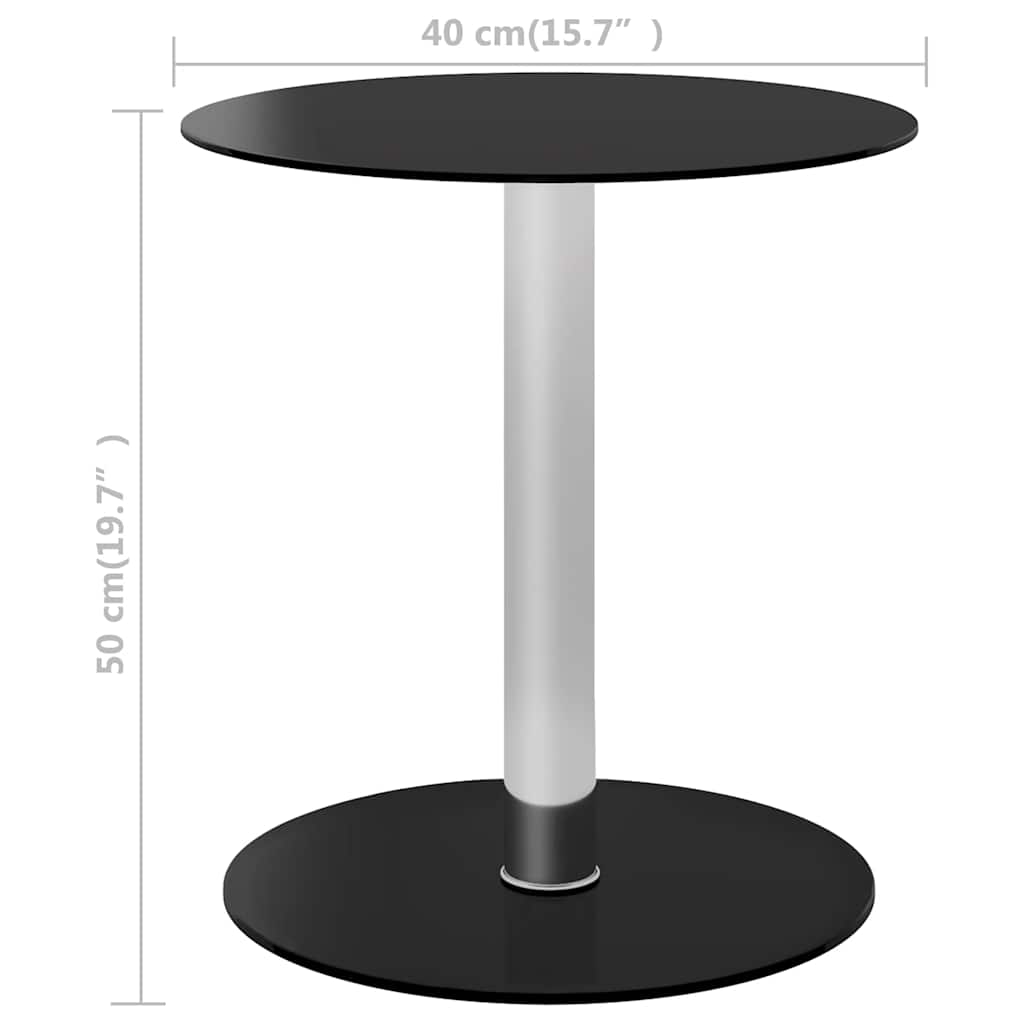 sofabord 40 cm hærdet glas sort