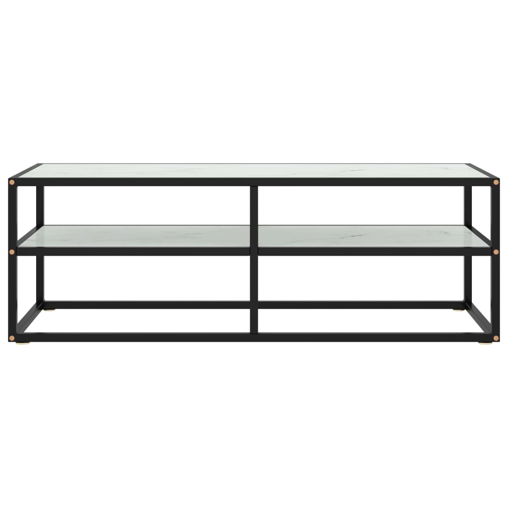 tv-bord 120x40x40 cm hvidt marmorglas sort