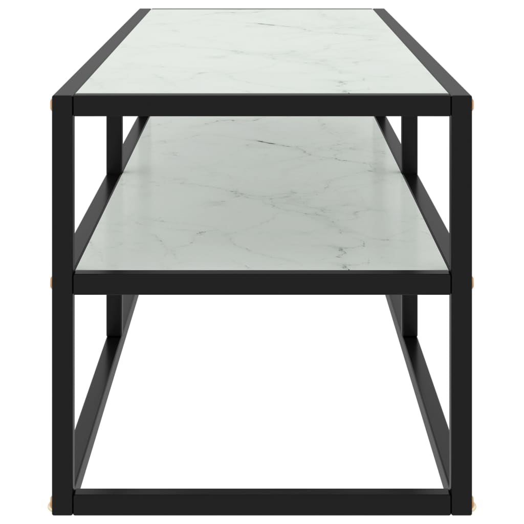 tv-bord 120x40x40 cm hvidt marmorglas sort
