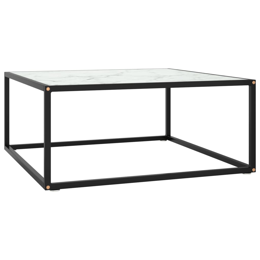tebord 80x80x35 cm marmorglas hvid