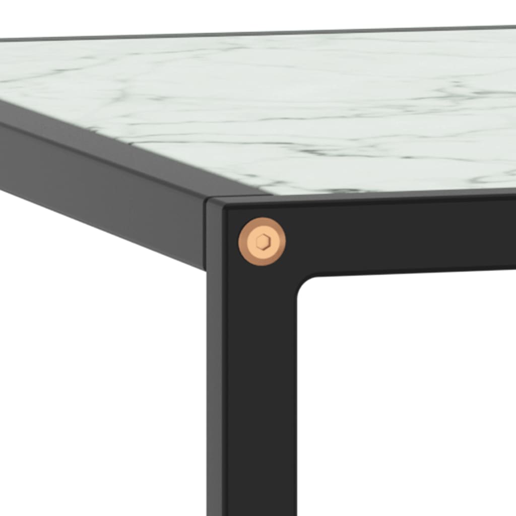 tebord 80x80x35 cm marmorglas hvid