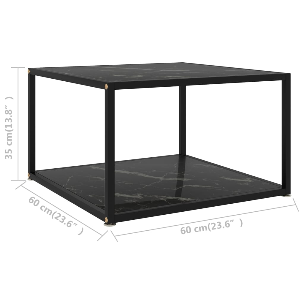 sofabord 60x60x35 cm hærdet glas sort