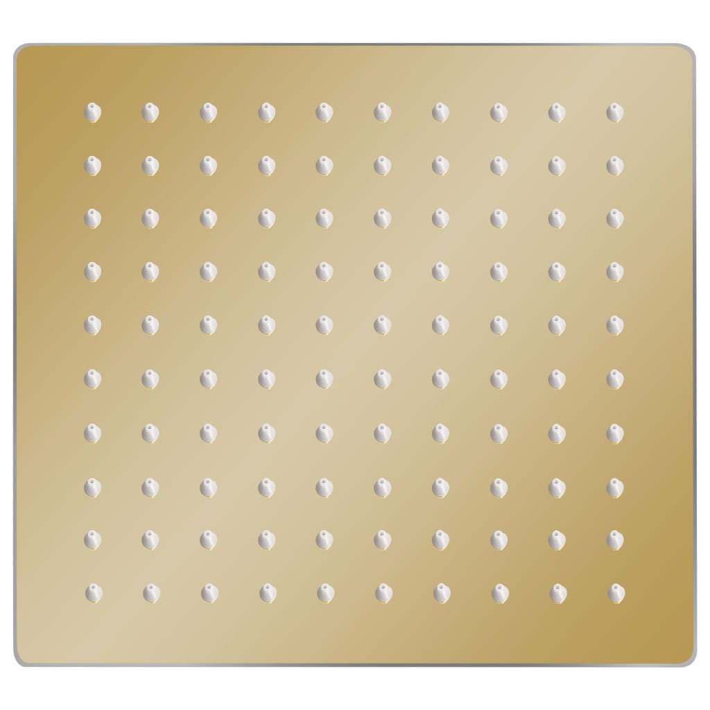 regnbrusehoved 20x20 cm firkantet rustfrit stål guldfarvet