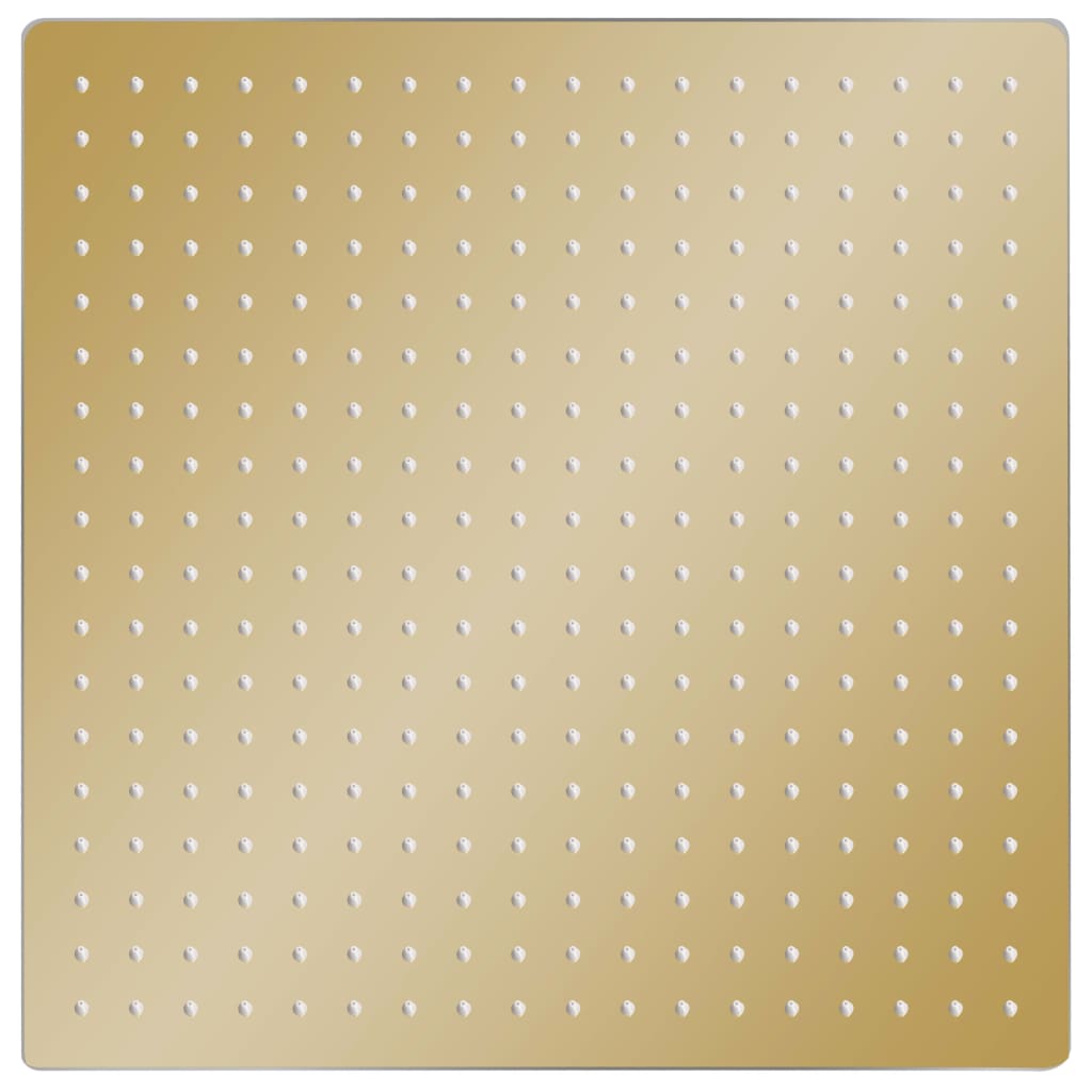 regnbrusehoved 50x50 cm firkantet rustfrit stål guldfarvet