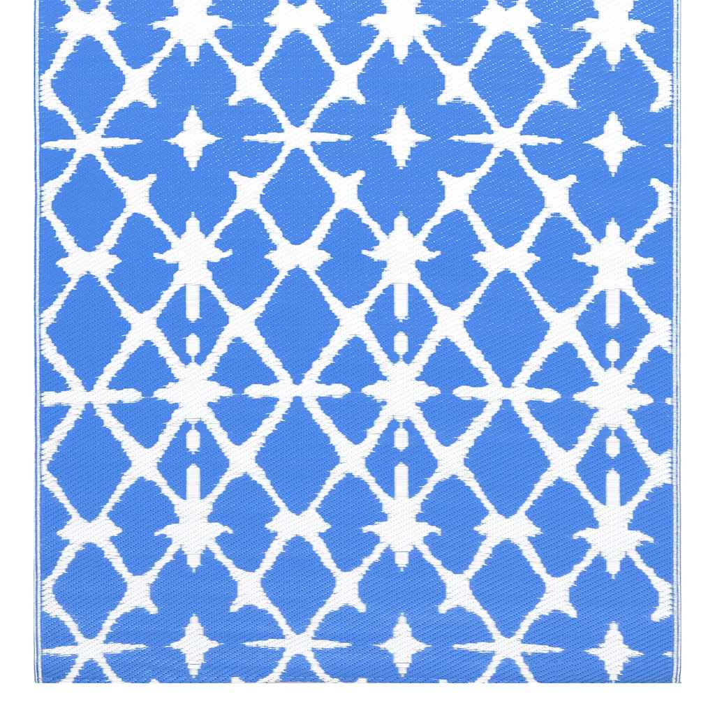 udendørstæppe ARAKIL 80x150 cm PP Blå og hvid