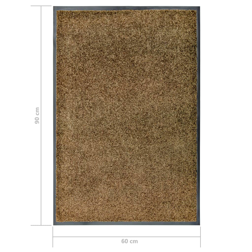 vaskbar dørmåtte 60x90 cm brun