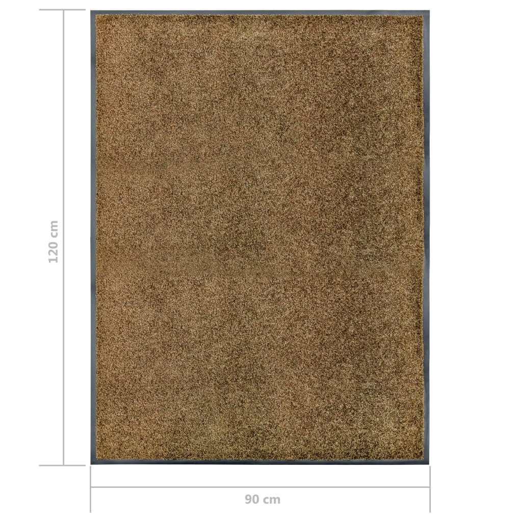 vaskbar dørmåtte 90x120 cm brun