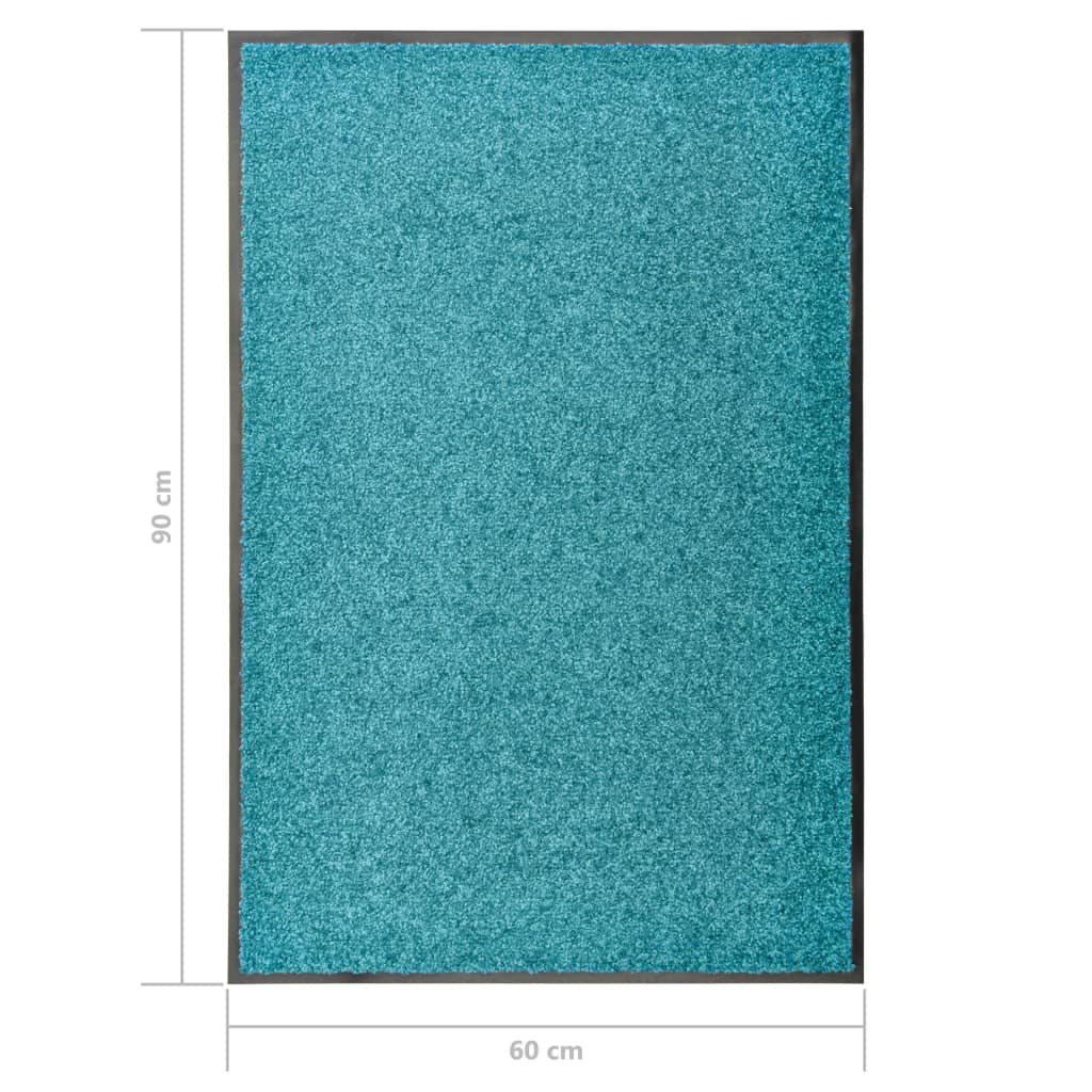 vaskbar dørmåtte 60x90 cm cyanblå
