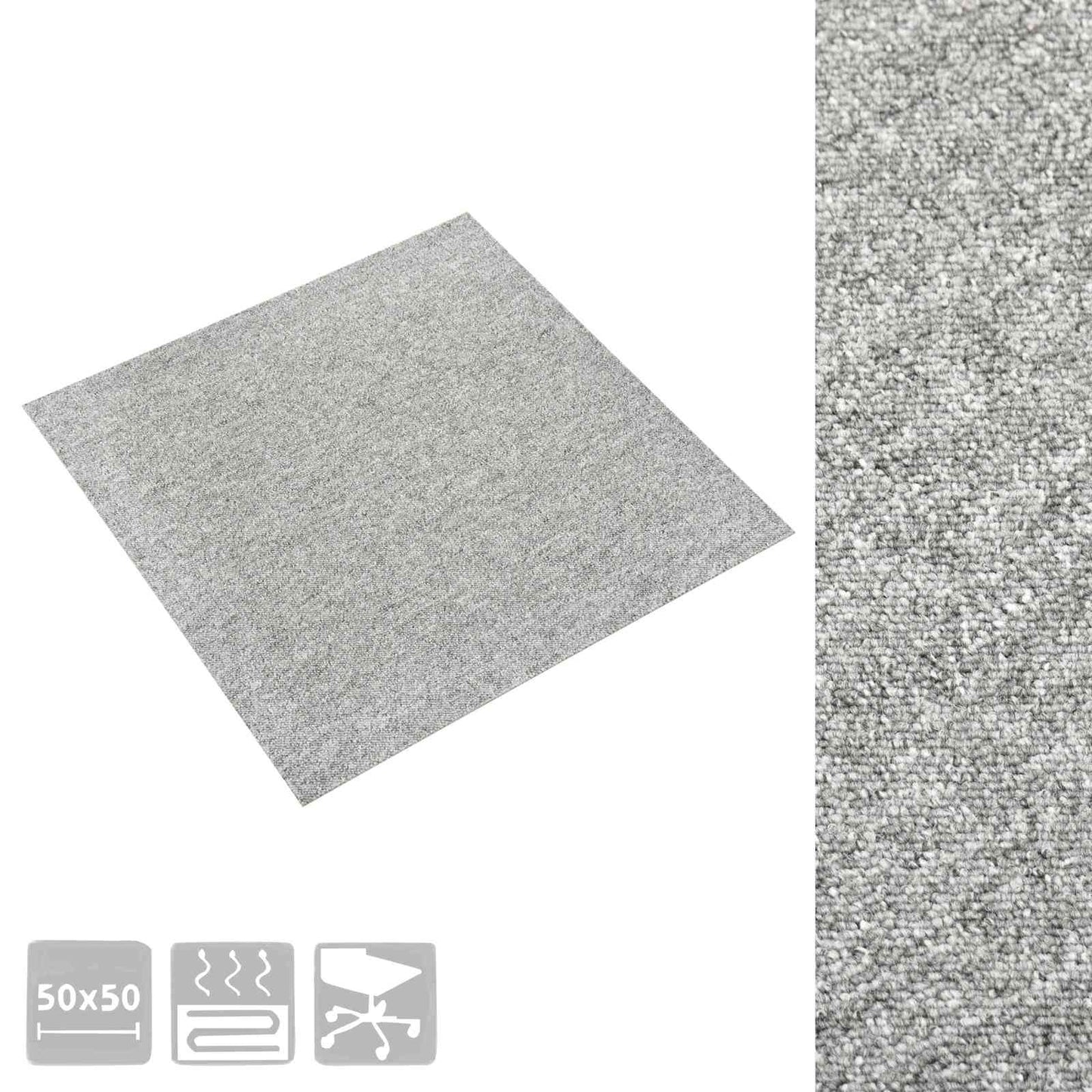 Tæppe 20 pcs Lysegrå 50 x 50 cm 100% Polypropylen