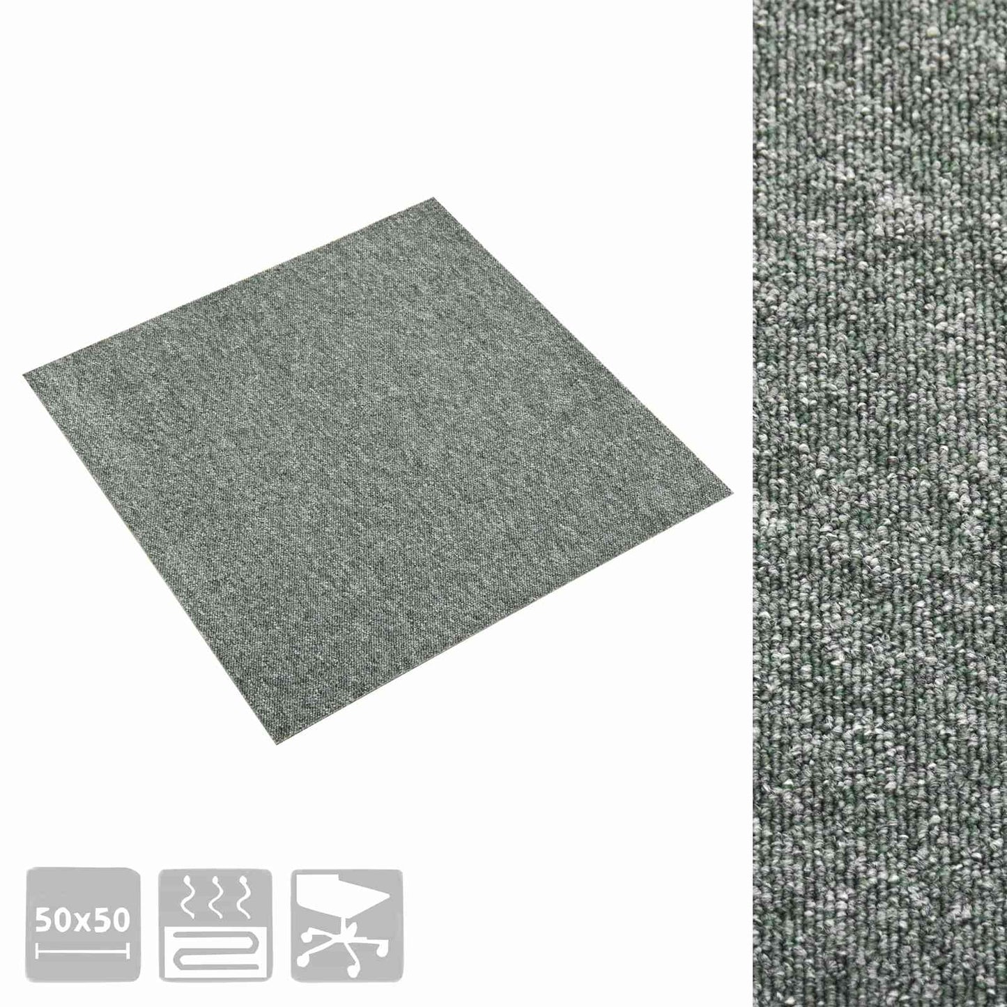 Tæppe 20 pcs Grøn 50 x 50 cm 100% Polypropylen