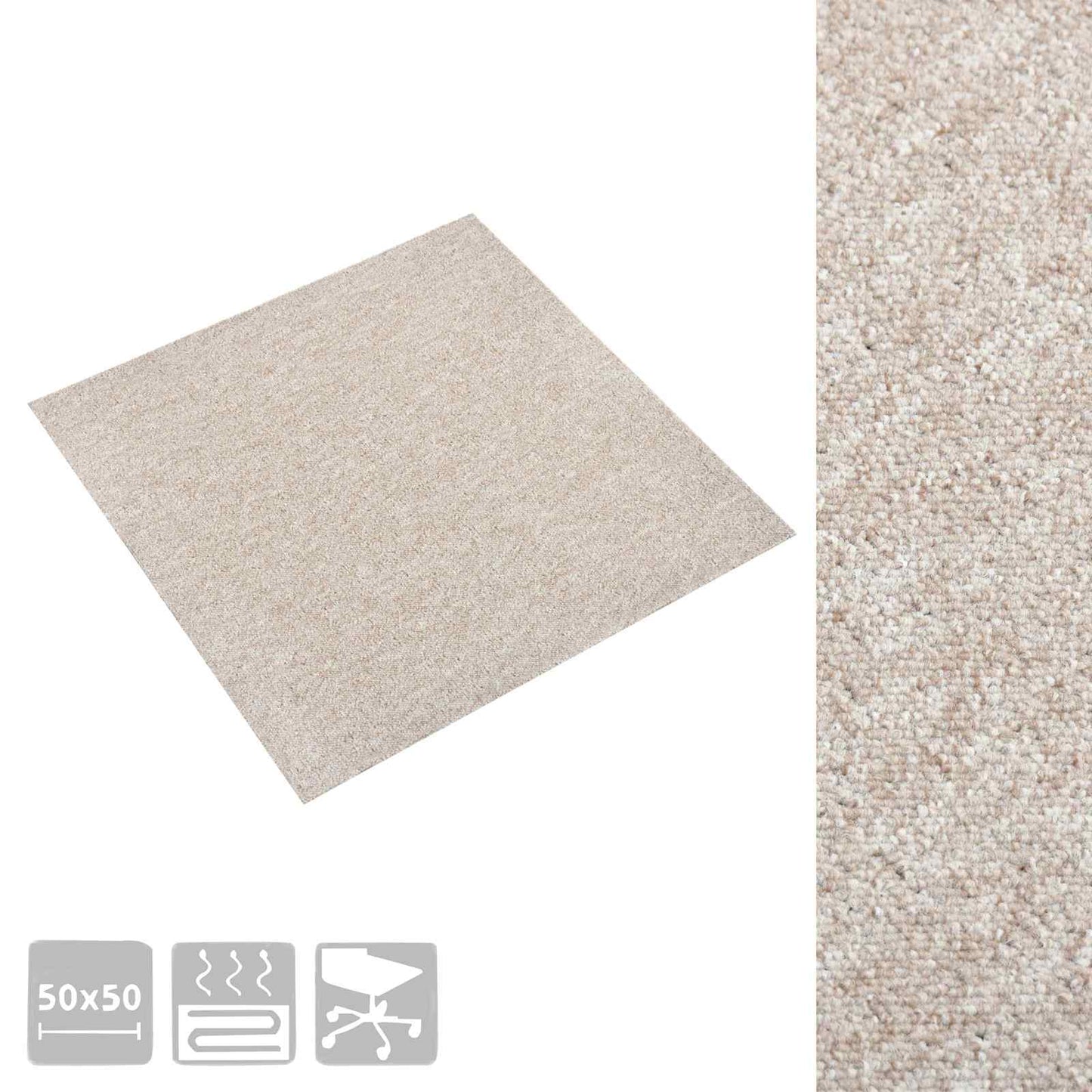 Tæppe 20 pcs Lys beige 50 x 50 cm 100% Polypropylen