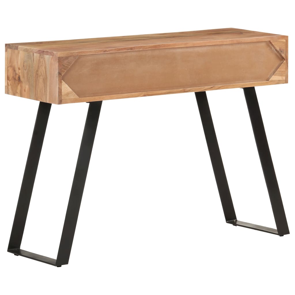 konsolbord 100x35x76 cm massivt akacietræ med naturlige kanter