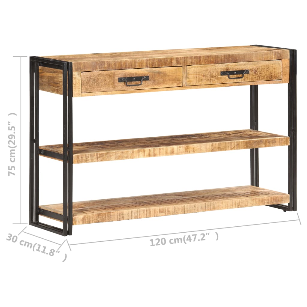 skænk 120x30x75 cm massivt ru mangotræ