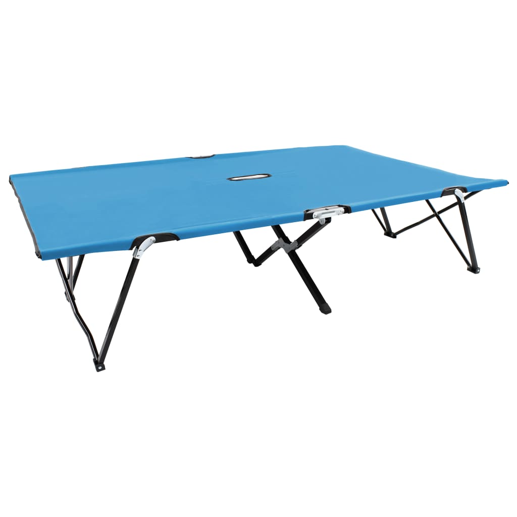 Foldbar 2-personers liggestol i stål - blå campingseng 194 × 124 cm
