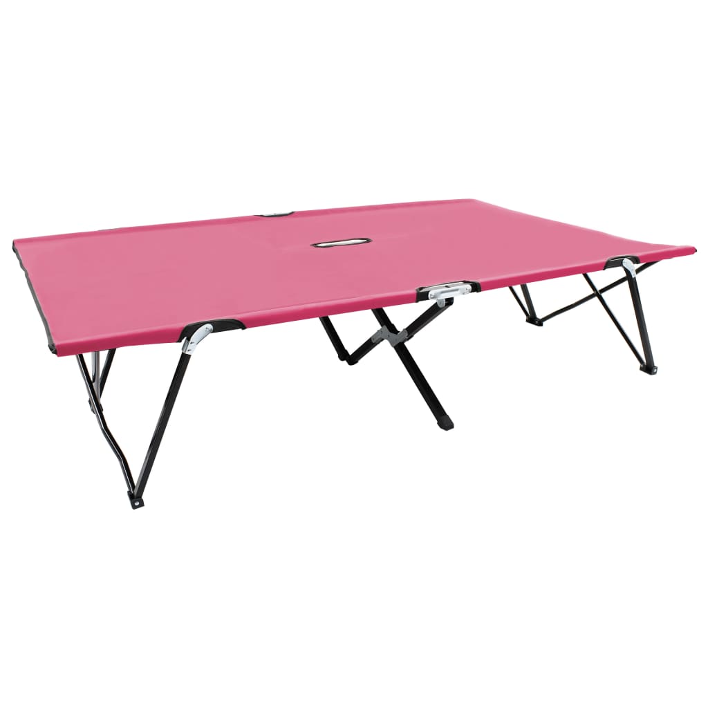 2-personers foldbar liggestol i stål - lyserød