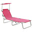 foldbar liggestol med baldakin aluminium pink