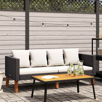 2-personers havesofa med hynder polyrattan sort