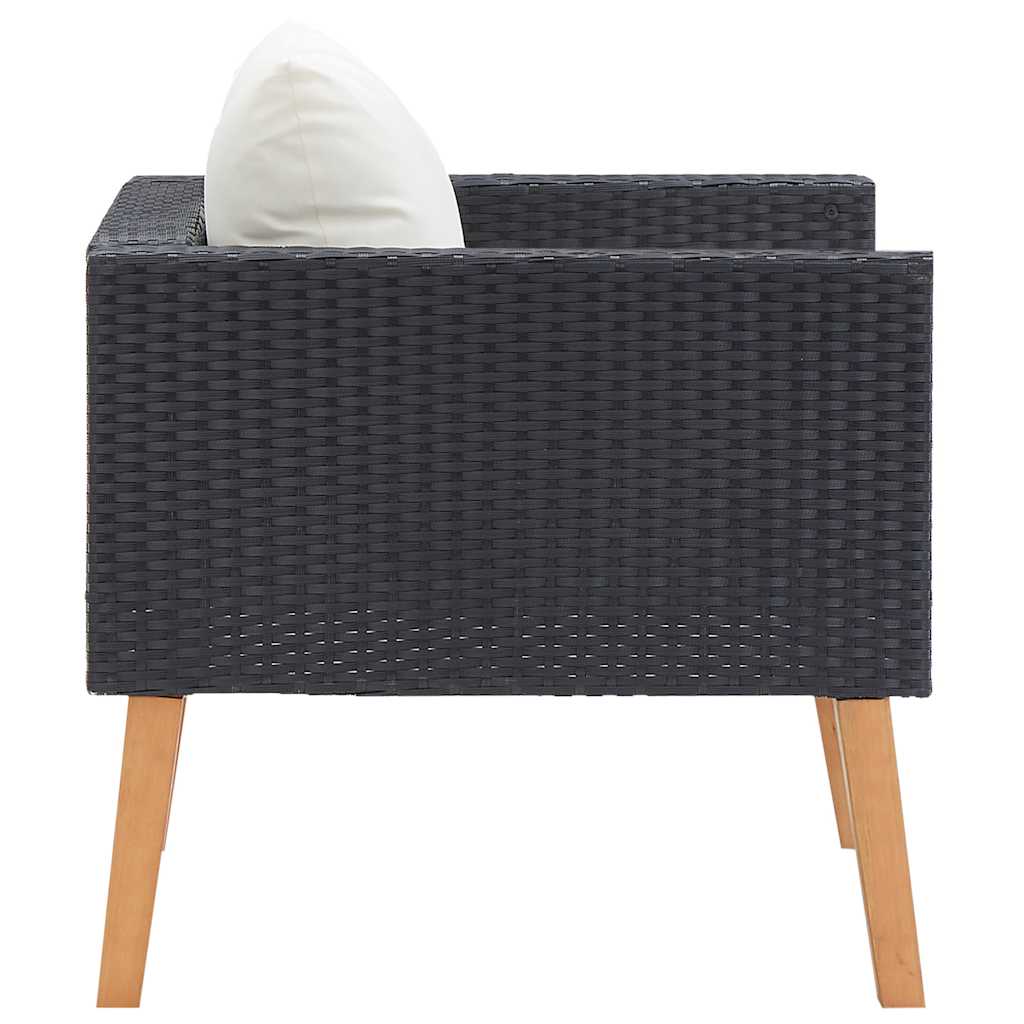 1-personssofa med hynder polyrattan sort