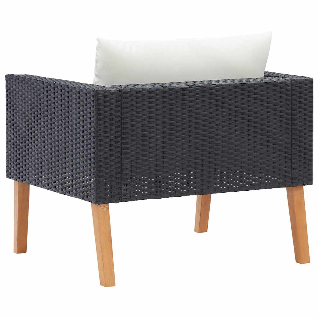 1-personssofa med hynder polyrattan sort