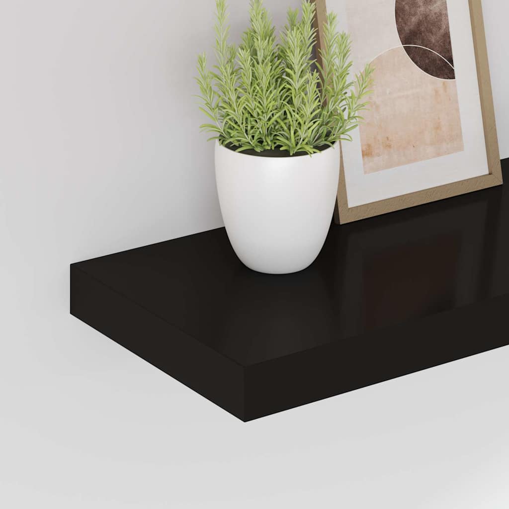 væghylder 2 stk. 50x23,5x3,8 cm MDF sort