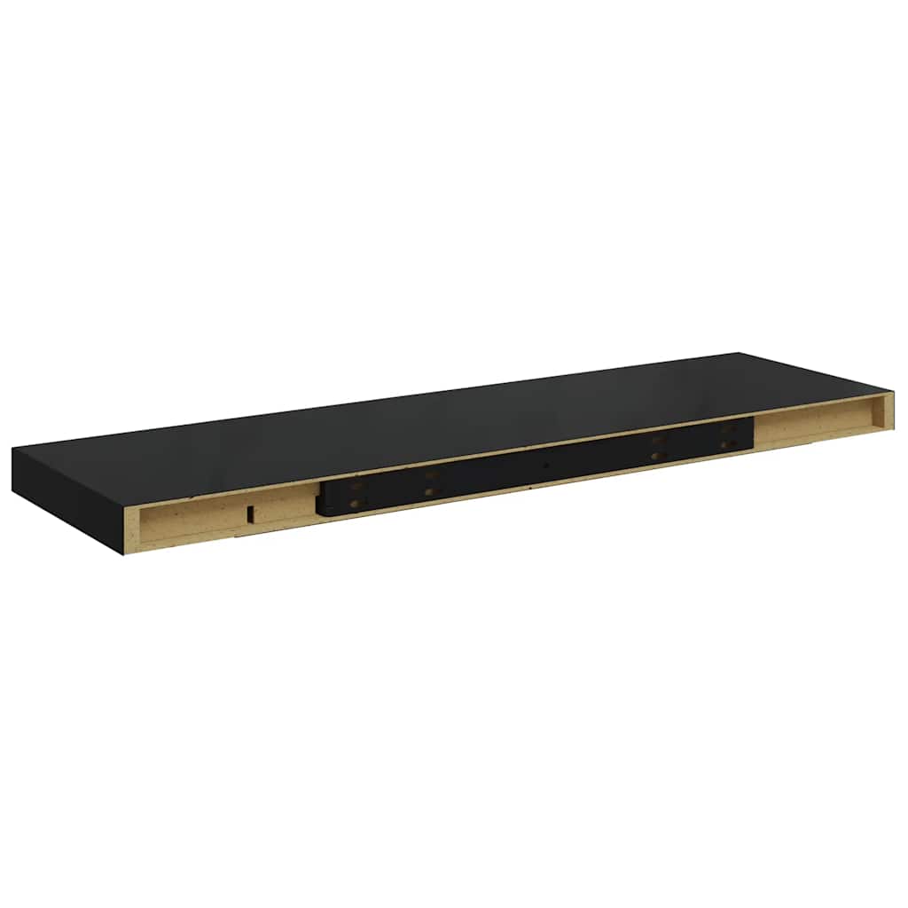 væghylder 2 stk. 80x23,5x3,8 cm MDF sort