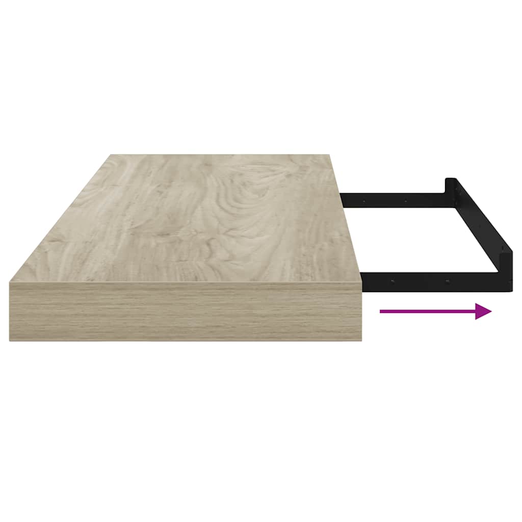 væghylder 2 stk. 60x23,5x3,8 cm MDF egetræsfarve