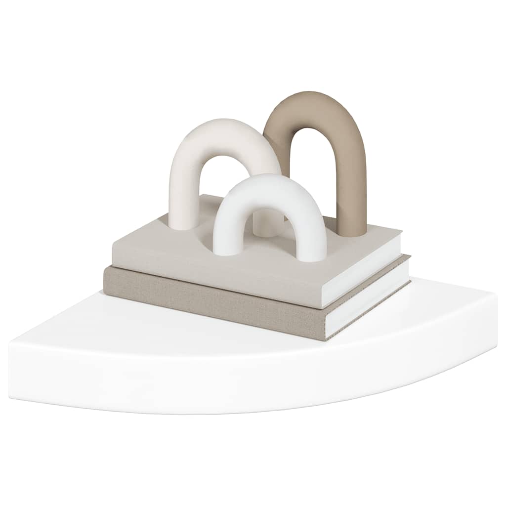 svævende hjørnehylde højglans hvid 25x25x3,8 cm MDF