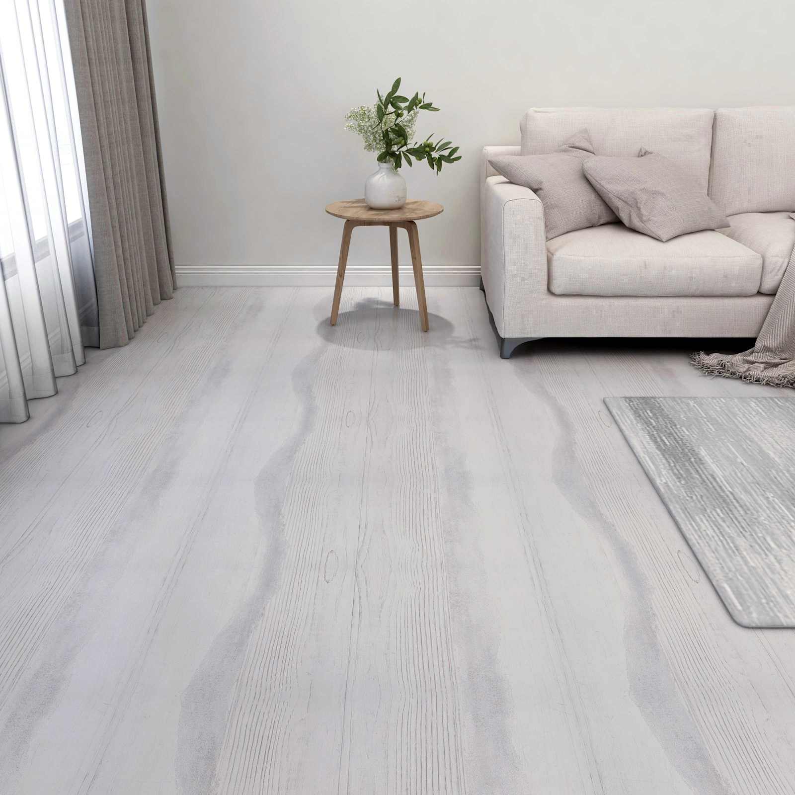 Gulvplanker 5,11 m² 55 pcs PVC Hvid og lysegrå billede
