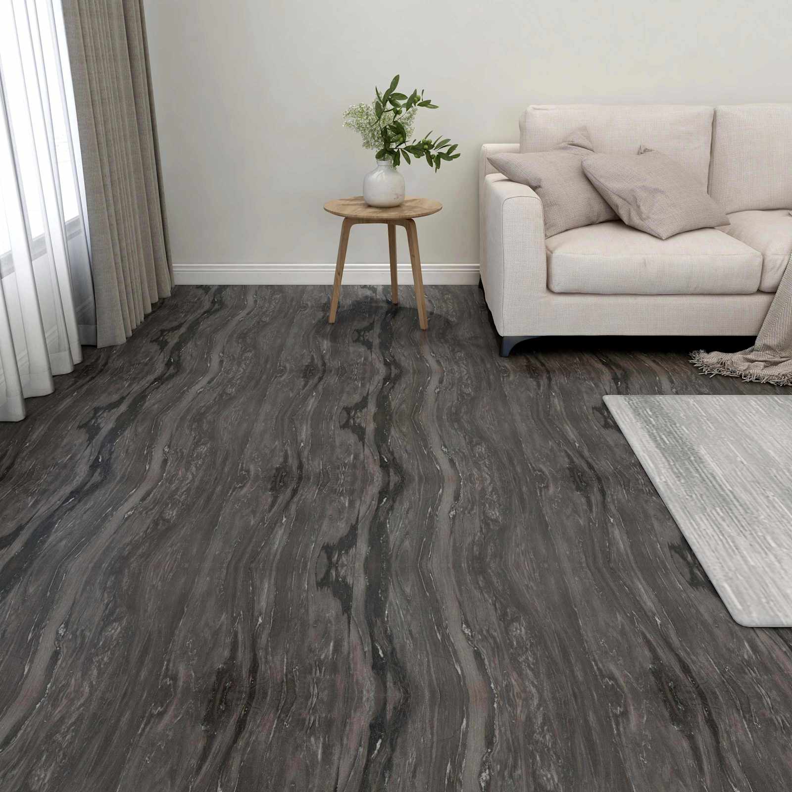 Gulvplanker 55 pcs Mørkegrå 5,11 m² PVC billede