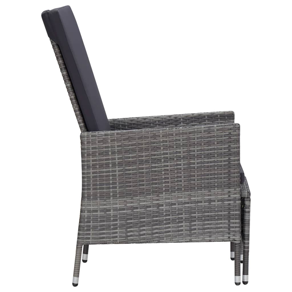 loungesæt til haven 2 dele med hynder polyrattan grå