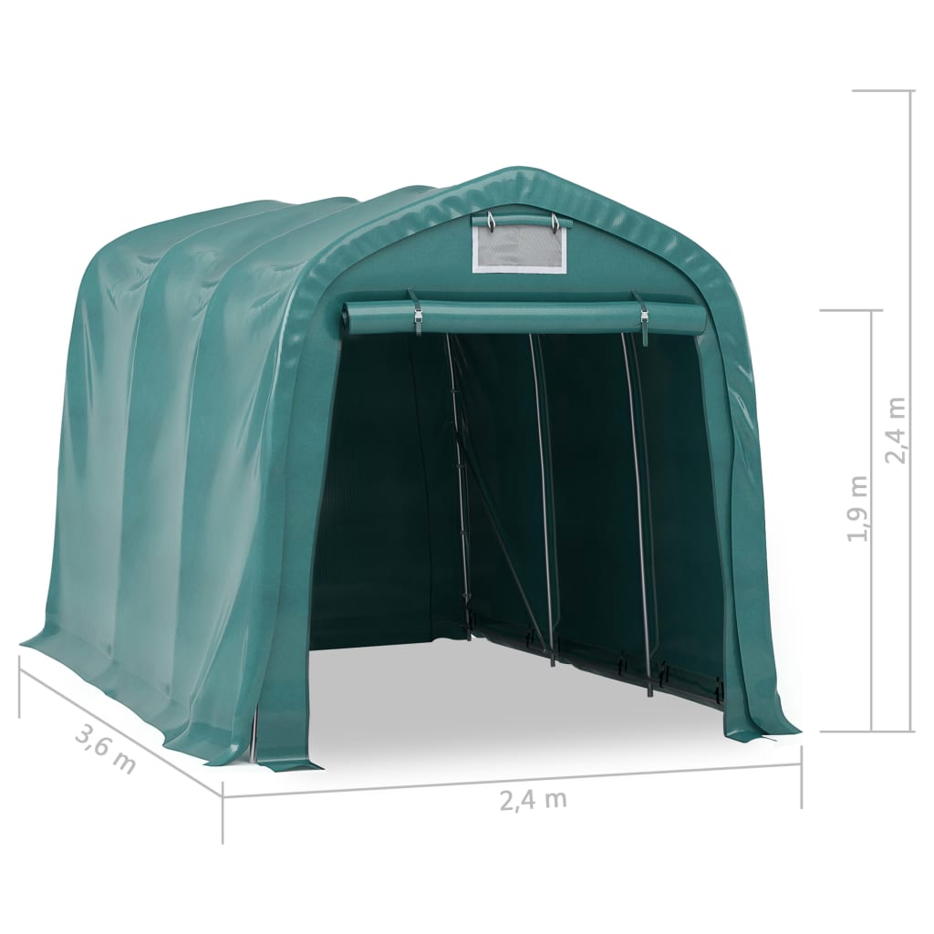 garagetelt 2,4x3,6 m PVC grøn