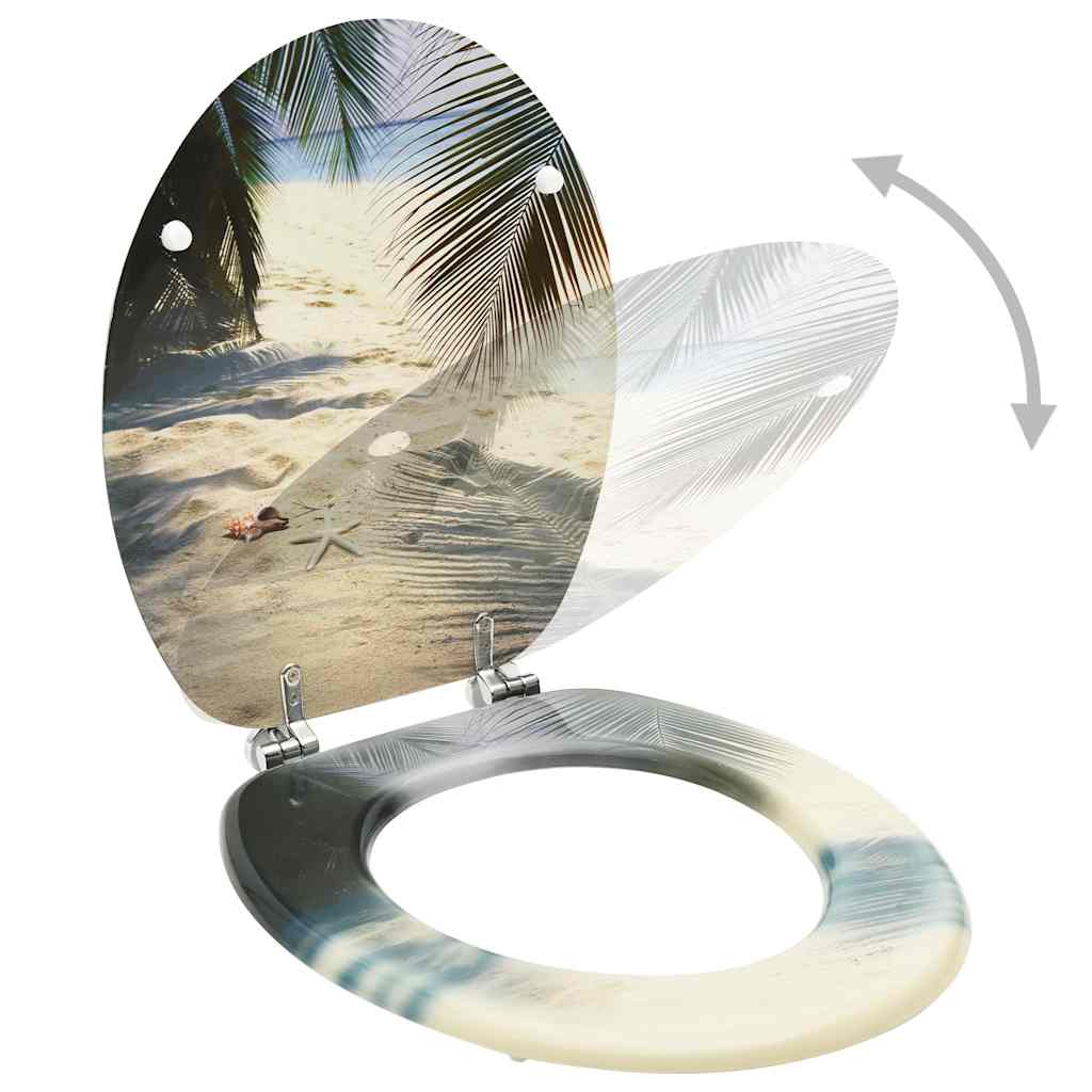 toiletsæder med låg 2 stk. MDF stranddesign