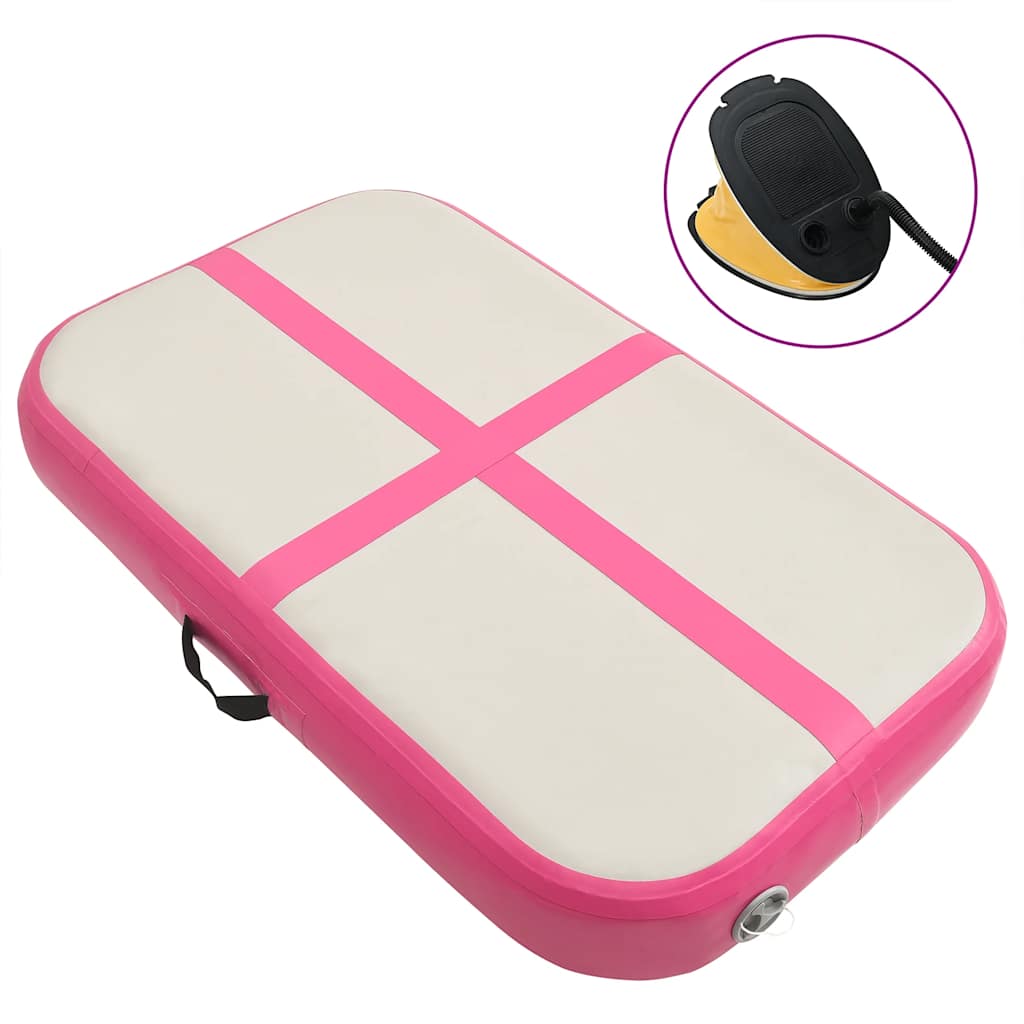 oppustelig gymnastikmåtte med pumpe 60x100x15 cm PVC lyserød billede