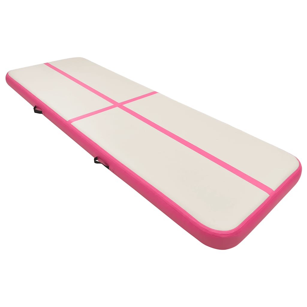 oppustelig gymnastikmåtte m. pumpe 300x100x15 cm PVC pink