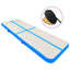 oppustelig gymnastikmåtte m. pumpe 300x100x15 cm PVC blå